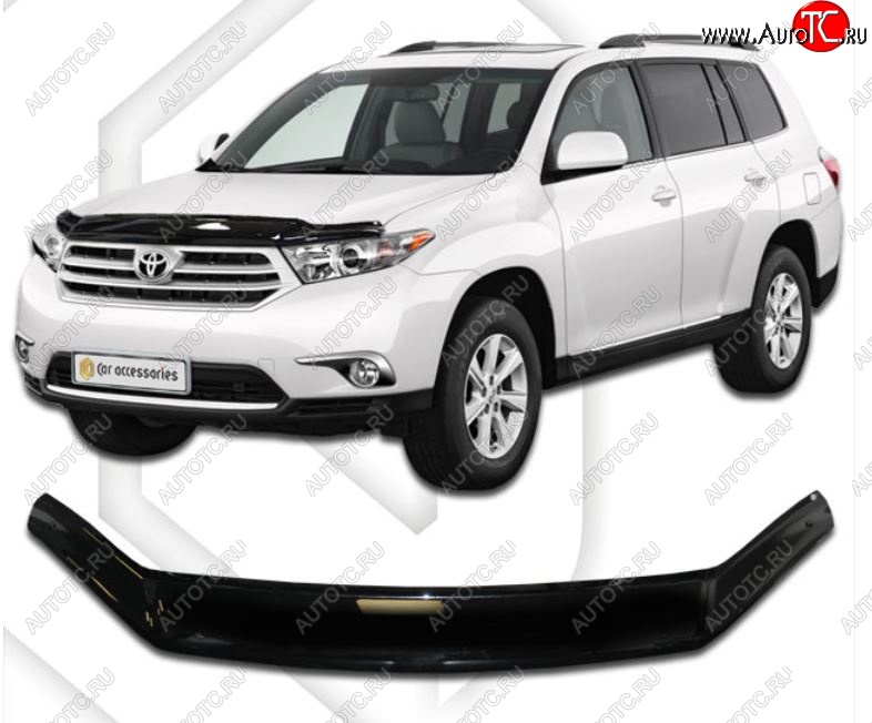 2 159 р. Дефлектор капота CA-Plastiс  Toyota Highlander  XU40 (2010-2013) рестайлинг (Classic черный, Без надписи)  с доставкой в г. Майкоп