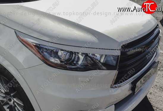 2 199 р. Реснички на фары TopKontur Design Toyota Highlander XU50 дорестайлинг (2013-2017) (Неокрашенные)  с доставкой в г. Майкоп