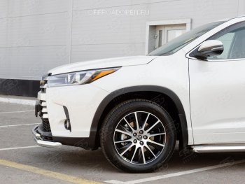21 449 р. Защита переднего бампера (2 трубы Ø63 и 42 мм, нержавейка) SLITKOFF  Toyota Highlander  XU50 (2013-2017) дорестайлинг  с доставкой в г. Майкоп. Увеличить фотографию 2