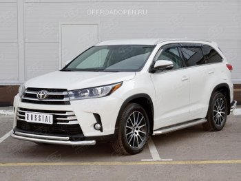 21 449 р. Защита переднего бампера (2 трубы Ø63 и 42 мм, нержавейка) SLITKOFF  Toyota Highlander  XU50 (2013-2017) дорестайлинг  с доставкой в г. Майкоп. Увеличить фотографию 3