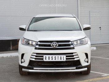 21 449 р. Защита переднего бампера (2 трубы Ø63 и 42 мм, нержавейка) SLITKOFF  Toyota Highlander  XU50 (2013-2017) дорестайлинг  с доставкой в г. Майкоп. Увеличить фотографию 4