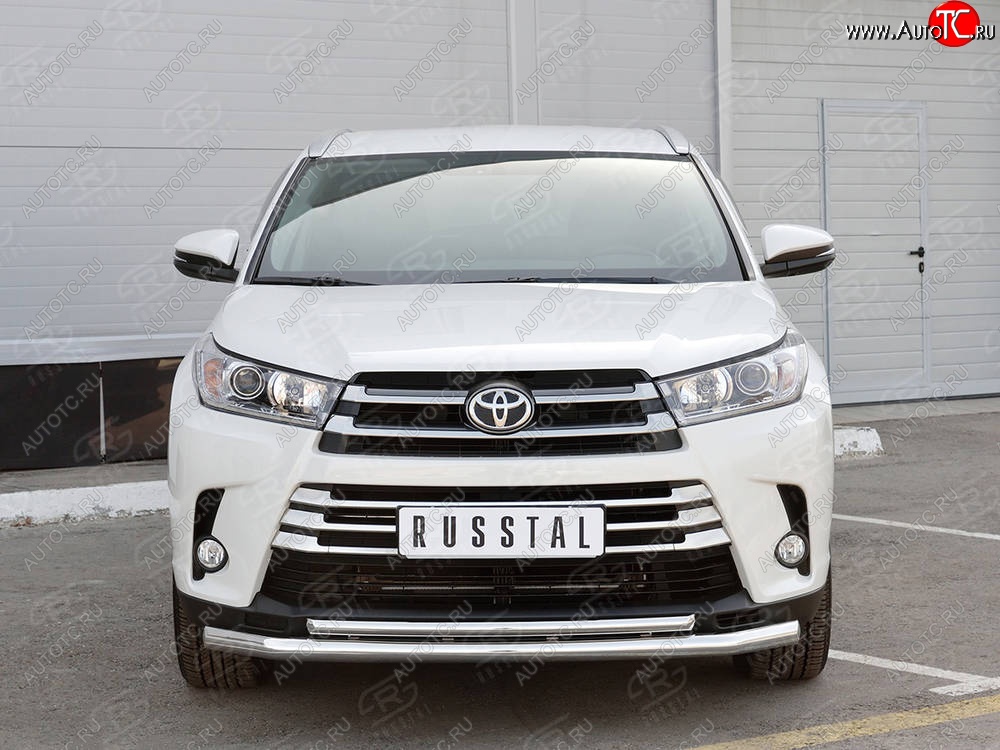21 449 р. Защита переднего бампера (2 трубы Ø63 и 42 мм, нержавейка) SLITKOFF  Toyota Highlander  XU50 (2016-2020) рестайлинг  с доставкой в г. Майкоп