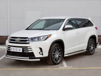 21 449 р. Защита переднего бампера (2 трубы Ø63 и 42 мм, нержавейка) SLITKOFF  Toyota Highlander  XU50 (2016-2020) рестайлинг  с доставкой в г. Майкоп. Увеличить фотографию 3