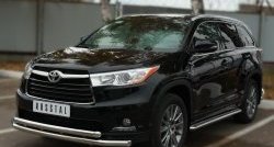 21 999 р. Защита переднего бампера (2 трубыØ63 мм, нержавейка) SLITKOFF  Toyota Highlander  XU50 (2013-2017) дорестайлинг  с доставкой в г. Майкоп. Увеличить фотографию 3