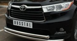 21 999 р. Защита переднего бампера (2 трубыØ63 мм, нержавейка) SLITKOFF  Toyota Highlander  XU50 (2013-2017) дорестайлинг  с доставкой в г. Майкоп. Увеличить фотографию 4