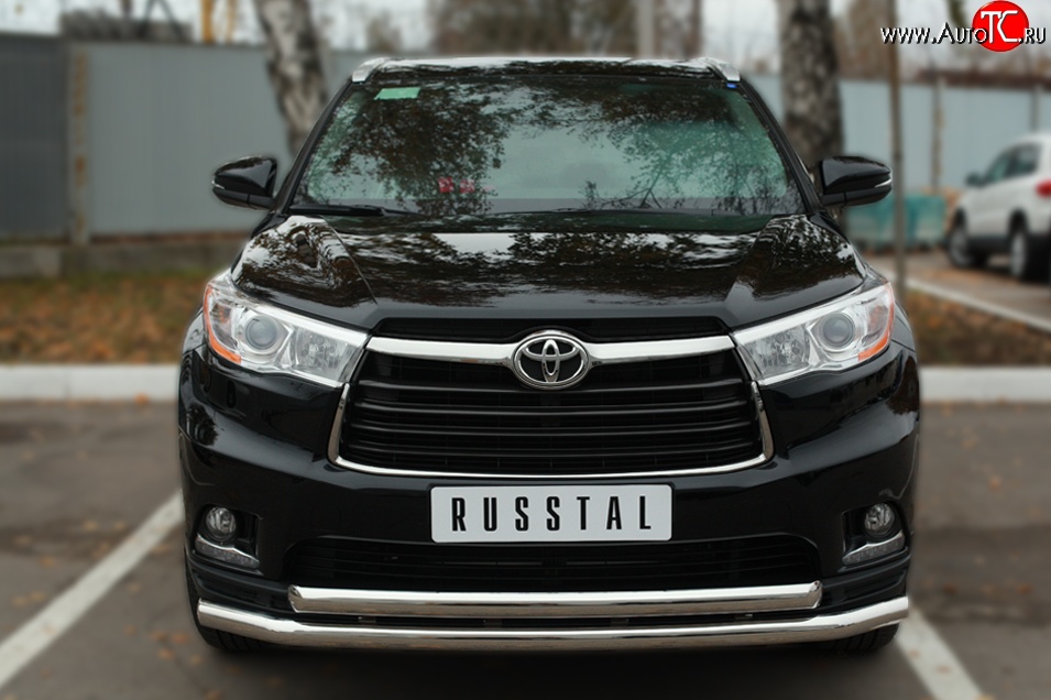 21 999 р. Защита переднего бампера (2 трубыØ63 мм, нержавейка) SLITKOFF  Toyota Highlander  XU50 (2013-2017) дорестайлинг  с доставкой в г. Майкоп