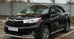 21 999 р. Защита переднего бампера (2 трубыØ63 и 42 мм, нержавейка) SLITKOFF  Toyota Highlander  XU50 (2013-2017) дорестайлинг  с доставкой в г. Майкоп. Увеличить фотографию 2