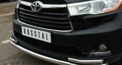 21 999 р. Защита переднего бампера (2 трубыØ63 и 42 мм, нержавейка) SLITKOFF  Toyota Highlander  XU50 (2013-2017) дорестайлинг  с доставкой в г. Майкоп. Увеличить фотографию 3