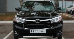 16 499 р. Защита переднего бампера (2 трубыØ75х42 мм, нержавейка) Russtal Toyota Highlander XU50 дорестайлинг (2013-2017)  с доставкой в г. Майкоп. Увеличить фотографию 2