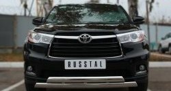 Защита переднего бампера (2 трубыØ75х42 мм, нержавейка) Russtal Toyota Highlander XU50 дорестайлинг (2013-2017)