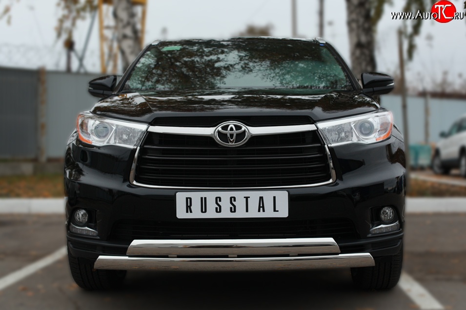 16 499 р. Защита переднего бампера (2 трубыØ75х42 мм, нержавейка) Russtal Toyota Highlander XU50 дорестайлинг (2013-2017)  с доставкой в г. Майкоп