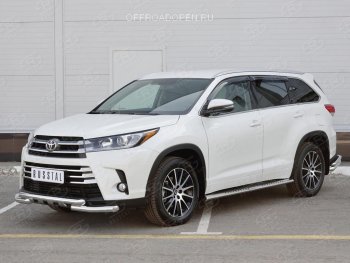 26 899 р. Защита переднего бампера (2 трубы Ø63 мм, нержавейка) SLITKOFF  Toyota Highlander  XU50 (2013-2017) дорестайлинг  с доставкой в г. Майкоп. Увеличить фотографию 3
