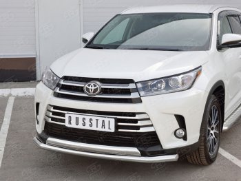 15 999 р. Защита переднего бампера (2 трубы Ø63 и 75х42 мм, нержавейка) Russtal Toyota Highlander XU50 дорестайлинг (2013-2017)  с доставкой в г. Майкоп. Увеличить фотографию 2