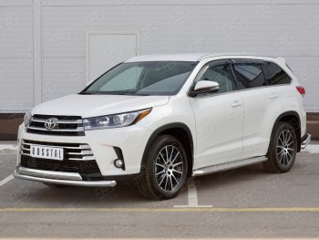 15 999 р. Защита переднего бампера (2 трубы Ø63 и 75х42 мм, нержавейка) Russtal Toyota Highlander XU50 дорестайлинг (2013-2017)  с доставкой в г. Майкоп. Увеличить фотографию 3