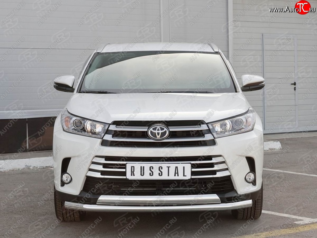 15 999 р. Защита переднего бампера (2 трубы Ø63 и 75х42 мм, нержавейка) Russtal Toyota Highlander XU50 дорестайлинг (2013-2017)  с доставкой в г. Майкоп