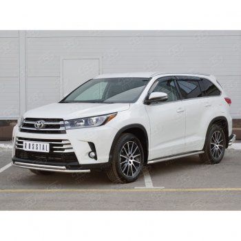 18 599 р. Защита переднего бампера (2 трубыØ42 мм, нержавейка) SLITKOFF  Toyota Highlander  XU50 (2013-2017) дорестайлинг  с доставкой в г. Майкоп. Увеличить фотографию 2
