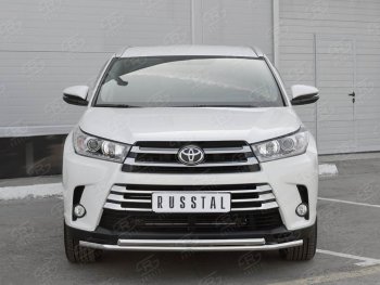 18 599 р. Защита переднего бампера (2 трубыØ42 мм, нержавейка) SLITKOFF  Toyota Highlander  XU50 (2013-2017) дорестайлинг  с доставкой в г. Майкоп. Увеличить фотографию 3