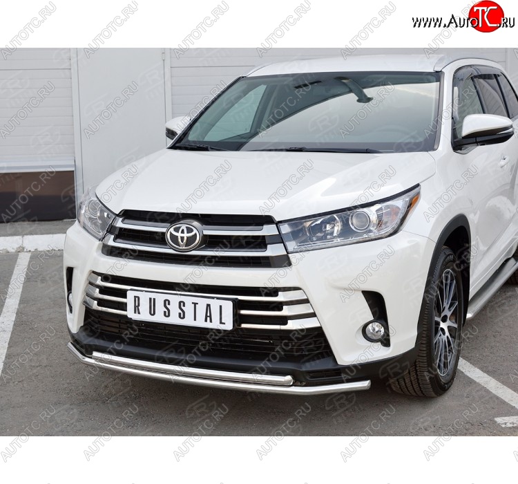 18 599 р. Защита переднего бампера (2 трубыØ42 мм, нержавейка) SLITKOFF  Toyota Highlander  XU50 (2013-2017) дорестайлинг  с доставкой в г. Майкоп