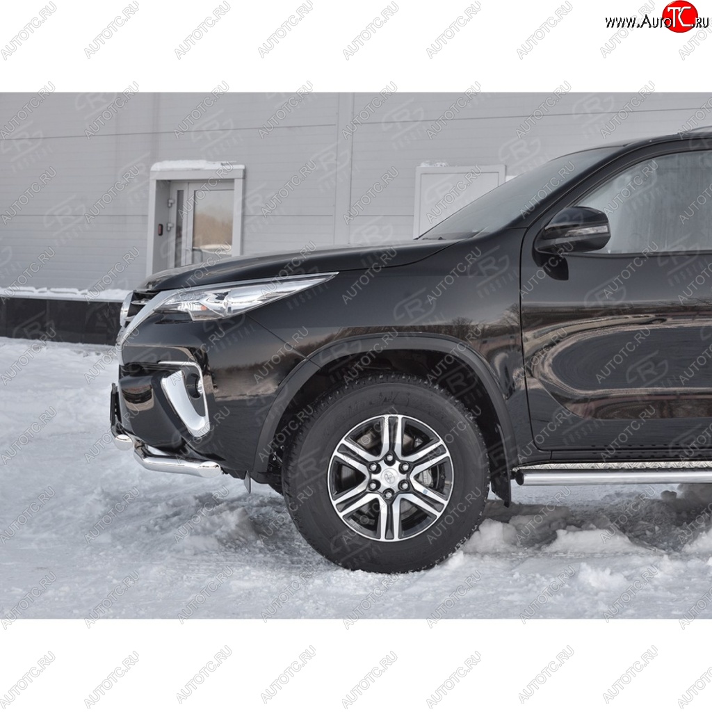 26 499 р. Защита переднего бампера (2 трубыØ63 мм, нержавейка) SLITKOFF  Toyota Highlander  XU50 (2013-2017) дорестайлинг  с доставкой в г. Майкоп