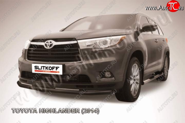 10 999 р. защита переднего бампера Slitkoff Toyota Highlander XU50 дорестайлинг (2013-2017) (Цвет: серебристый)  с доставкой в г. Майкоп
