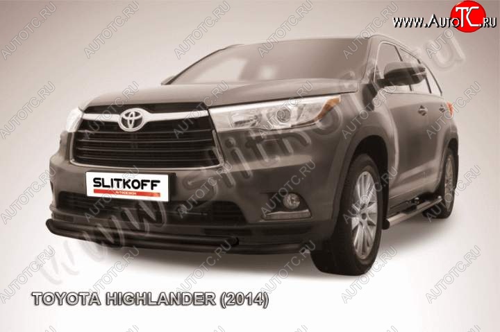 11 999 р. защита переднего бампера Slitkoff  Toyota Highlander  XU50 (2013-2017) дорестайлинг (Цвет: серебристый)  с доставкой в г. Майкоп