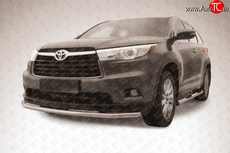 15 949 р. Защита переднего бампера из длинной трубы диаметром 57 мм Slitkoff Toyota Highlander XU50 дорестайлинг (2013-2017) (Цвет: нержавеющая полированная сталь)  с доставкой в г. Майкоп