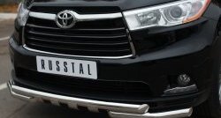 24 649 р. Защита переднего бампера (2 трубы Ø63 мм с зубами, нержавейка) SLITKOFF  Toyota Highlander  XU50 (2013-2017) дорестайлинг  с доставкой в г. Майкоп. Увеличить фотографию 3