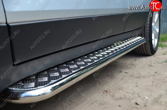 24 649 р. Широкая защита порогов с трубой диаметром 42 мм SLITKOFF Toyota Highlander XU50 дорестайлинг (2013-2017)  с доставкой в г. Майкоп
