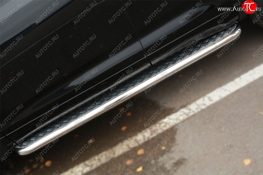 27 999 р. Порожки для ног (Ø63) SLITKOFF  Toyota Highlander  XU50 (2013-2017) дорестайлинг (лист - алюминий, профиль - сталь)  с доставкой в г. Майкоп