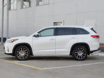 26 999 р. Широкая защита порогов с трубой диаметром 42 мм SLITKOFF v1  Toyota Highlander  XU50 (2013-2017) дорестайлинг  с доставкой в г. Майкоп. Увеличить фотографию 3