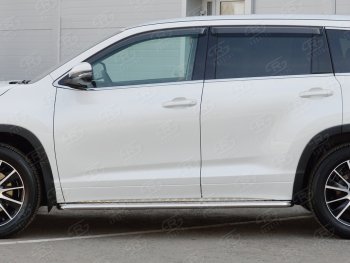 23 799 р. Широкая защита порогов с трубой диаметром 42 мм SLITKOFF v2 Toyota Highlander XU50 дорестайлинг (2013-2017)  с доставкой в г. Майкоп. Увеличить фотографию 2