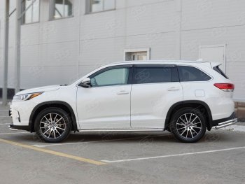 23 799 р. Широкая защита порогов с трубой диаметром 42 мм SLITKOFF v2 Toyota Highlander XU50 дорестайлинг (2013-2017)  с доставкой в г. Майкоп. Увеличить фотографию 3