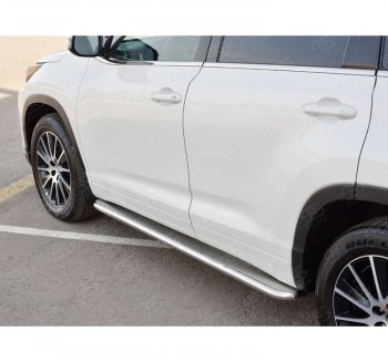 38 699 р. Широкая защита порогов с трубой диаметром 42 мм SLITKOFF v3  Toyota Highlander  XU50 (2013-2017) дорестайлинг  с доставкой в г. Майкоп. Увеличить фотографию 2
