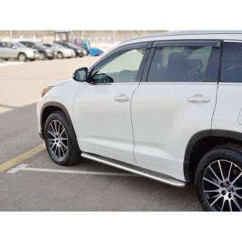 38 699 р. Широкая защита порогов с трубой диаметром 42 мм SLITKOFF v3  Toyota Highlander  XU50 (2013-2017) дорестайлинг  с доставкой в г. Майкоп. Увеличить фотографию 3