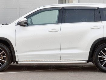 32 849 р. Порожки для ног (Ø63) SLITKOFF  Toyota Highlander  XU50 (2013-2017) дорестайлинг (лист - алюминий, профиль - нержавейка)  с доставкой в г. Майкоп. Увеличить фотографию 3