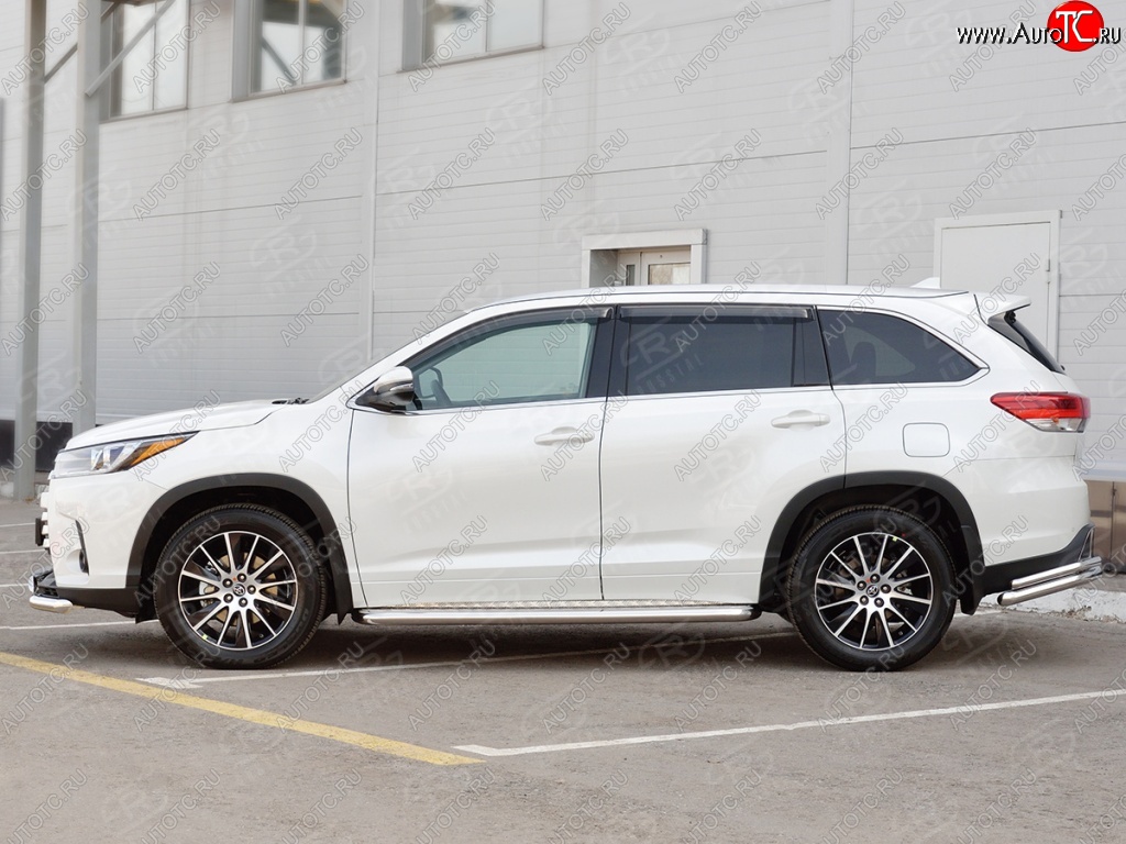 30 799 р. Широкая защита порогов с трубой диаметром 42 мм SLITKOFF v2  Toyota Highlander  XU50 (2013-2017) дорестайлинг  с доставкой в г. Майкоп