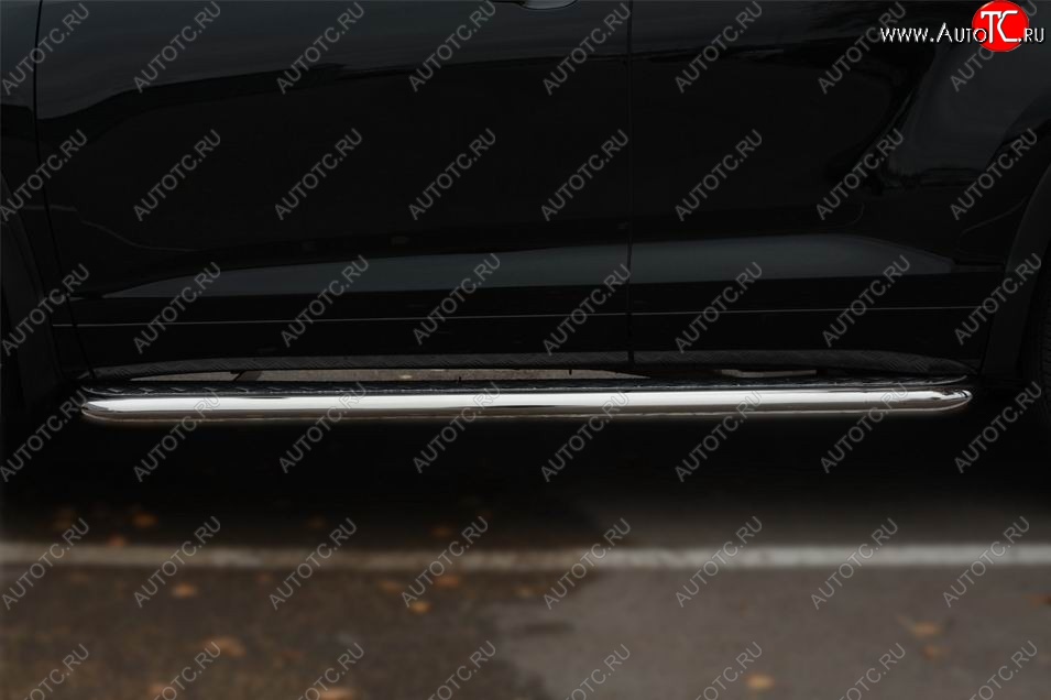 43 999 р. Порожки для ног (Ø63) SLITKOFF  Toyota Highlander  XU50 (2013-2017) дорестайлинг (лист - нержавейка, профиль - нержавейка)  с доставкой в г. Майкоп