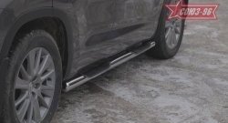 17 819 р. Защита порогов с проступью Souz-96 (d76) Toyota Highlander XU50 дорестайлинг (2013-2017)  с доставкой в г. Майкоп. Увеличить фотографию 2