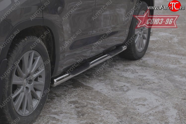 17 819 р. Защита порогов с проступью Souz-96 (d76) Toyota Highlander XU50 дорестайлинг (2013-2017)  с доставкой в г. Майкоп