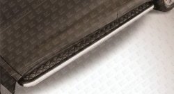 Широкая защита порогов с трубой диаметром 57 мм Slitkoff Toyota Highlander  XU50 (2013-2017) дорестайлинг