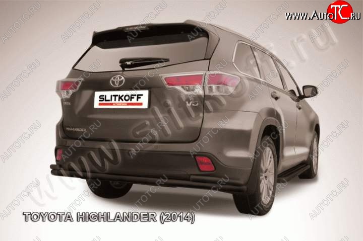 11 999 р. Защита задняя Slitkoff  Toyota Highlander  XU50 (2013-2017) дорестайлинг (Цвет: серебристый)  с доставкой в г. Майкоп