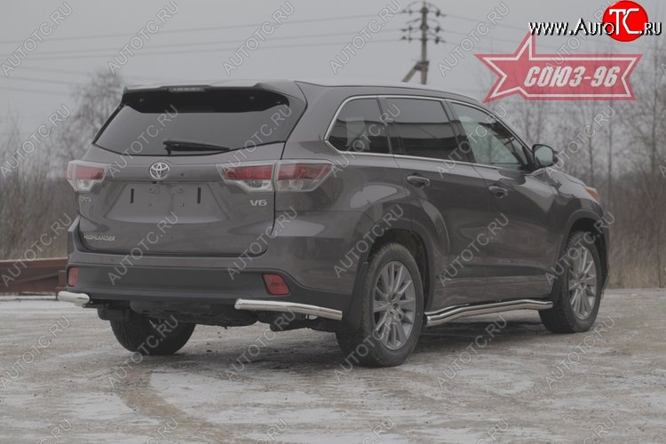 10 259 р. Защита заднего бампера из боковых уголков Souz-96 (d60) Toyota Highlander XU50 дорестайлинг (2013-2017)  с доставкой в г. Майкоп