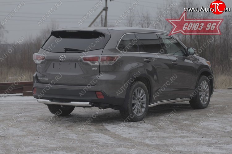 1 169 р. Защита заднего бампера с проступью Souz-96 (d76) Toyota Highlander XU50 дорестайлинг (2013-2017)  с доставкой в г. Майкоп