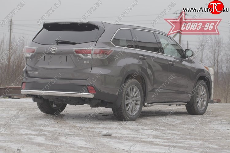 1 169 р. Защита заднего бампера Souz-96 рестайлинг (овал 75х42) Toyota Highlander XU50 дорестайлинг (2013-2017)  с доставкой в г. Майкоп