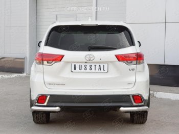 15 999 р. Защита заднего бампера (Ø63 мм уголки, нержавейка) SLITKOFF  Toyota Highlander  XU50 (2013-2017) дорестайлинг  с доставкой в г. Майкоп. Увеличить фотографию 3