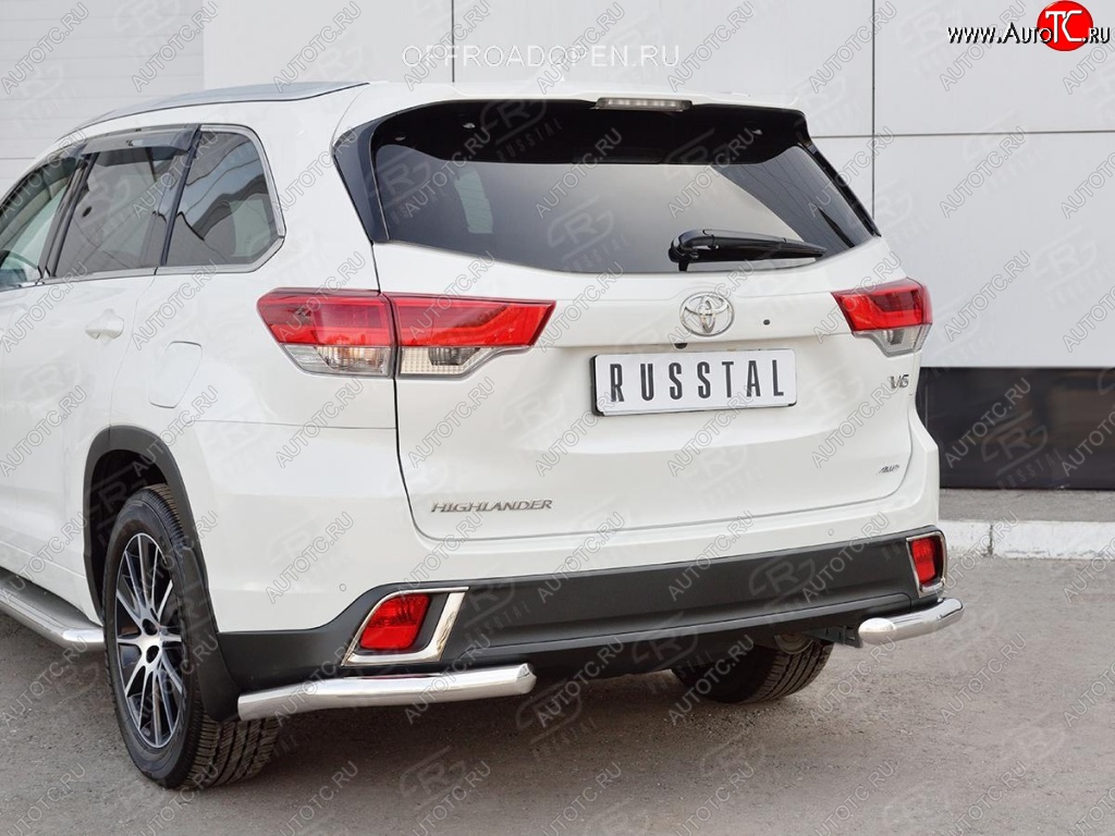 15 999 р. Защита заднего бампера (Ø63 мм уголки, нержавейка) SLITKOFF  Toyota Highlander  XU50 (2013-2017) дорестайлинг  с доставкой в г. Майкоп