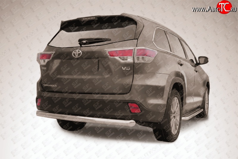 14 499 р. Защита заднего бампера из трубы диаметром 76 мм Slitkoff  Toyota Highlander  XU50 (2013-2017) дорестайлинг (Цвет: нержавеющая полированная сталь)  с доставкой в г. Майкоп