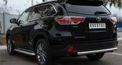 Защита заднего бампера (Ø63 мм, нержавейка) SLITKOFF Toyota Highlander  XU50 (2013-2017) дорестайлинг