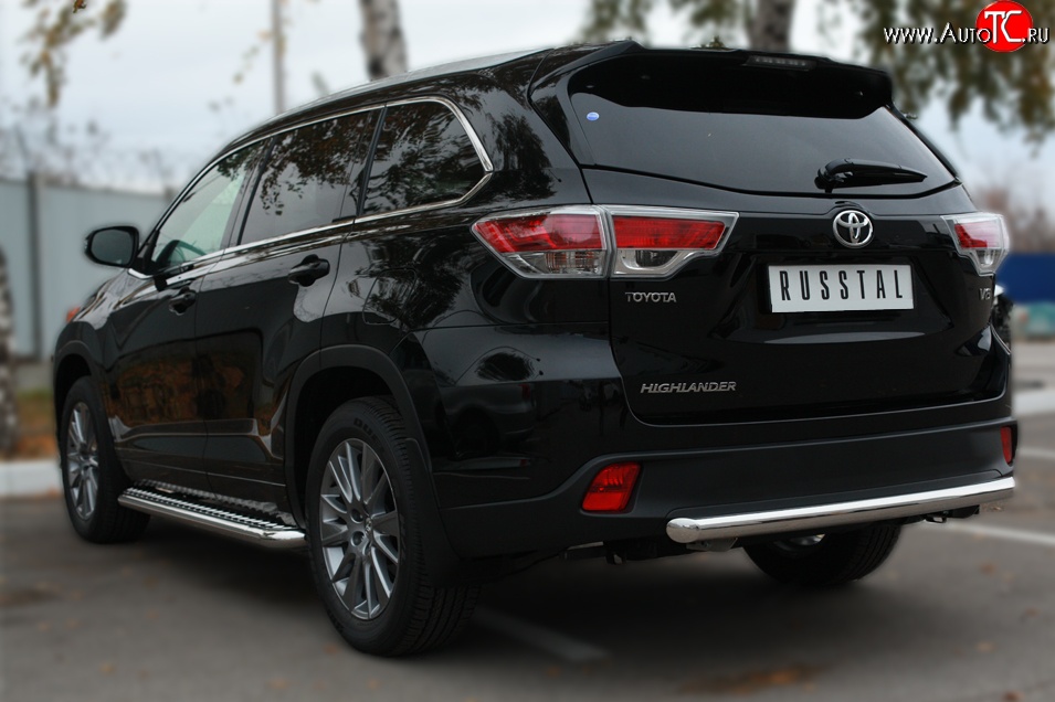 16 249 р. Защита заднего бампера (Ø63 мм, нержавейка) SLITKOFF  Toyota Highlander  XU50 (2013-2017) дорестайлинг  с доставкой в г. Майкоп