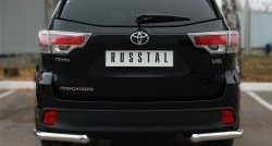14 949 р. Защита заднего бампера (Ø63 мм уголки, нержавейка) SLITKOFF  Toyota Highlander  XU50 (2013-2017) дорестайлинг  с доставкой в г. Майкоп. Увеличить фотографию 2